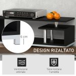 Mobile TV Moderno con Ripiano in Legno, Mobiletto Tavolino Basso da Salotto 114x40x40.5cm, Nero - immagine 5
