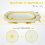 Vaschetta Bagnetto Pieghevole per Bambini 0-3 Anni con Indicatore di Temperatura e Cuscino, 81.5x50.5x23.5 cm, Giallo - immagine 8