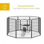 Gabbia per Conigli in Legno da Esterno con Tetto in Asfalto e Rampa Antiscivolo, 42x51x43cm, Grigia - immagine 7
