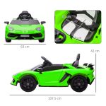 Macchina Elettrica per Bambini a 12V Licenza Lamborghini con Clacson e Telecomando, 107.5x63x42 cm, Verde - immagine 3