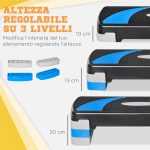 Stepper Fitness per Aerobica Regolabile su 3 Altezze da 10-15-20 cm, Blu e Nero - immagine 4