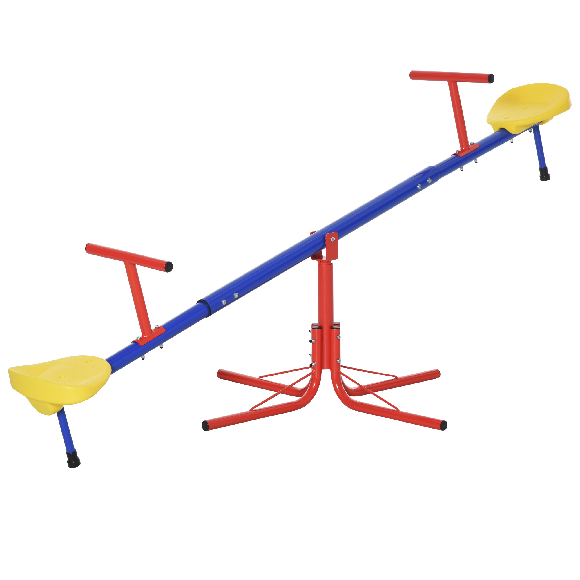 rR146219496e6db1c.jpg Altalena per Bambini Doppia a Bilico Girevole a 360° in Metallo e PP, Età 3-8 Anni, 182x77x63cm Multicolore - immagine 1
