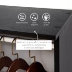 Armadio con 2 Guardaroba, 5 Ripiani e 6 Ruote, in Legno e Alluminio, 120x40x128 cm, Nero - immagine 5