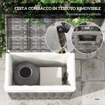 Cesta Contenitore da Giardino e Casa in Rattan con Tessuto Interno, 57x34x62cm, Grigio - immagine 6