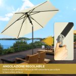 Ombrellone da Giardino 2.7x2.5 m, in Poliestere e Metallo con Tettuccio Inclinabile, Beige Nero - immagine 4
