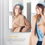 Set Mobili da Ingresso con Specchio 40x70cm e Cassetto in Legno con Fissaggio a Muro - immagine 5