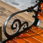 Panchina da Giardino 2 Posti in Alluminio e Legno a Doghe con Braccioli, 120x64x79cm, Teak - immagine 8