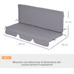 Cuscini da Esterno per Dondolo da Giardino 3 Posti con Lacci, 2 Pezzi da 130x45x5 cm, Grigio - immagine 3