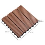 Set 11 Piastrelle per Esterni ad Incastro Antiscivolo in HDPE Riciclato, 30x30x2.2 cm, Marrone - immagine 3