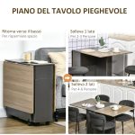 Tavolo Pieghevole da Pranzo in Truciolato con 2 Cassetti, 1 Armadietto, max. 6 Persone, 140x76x76 cm - immagine 5