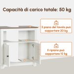 Mobile Bagno Sotto Lavabo con Armadietto a 2 Ante e Ripiano Aperto, in Truciolato, 60x30x60 cm - immagine 4