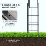 Archetto da Giardino per Piante Rampicanti e Decorazioni, Metallo Nero, 157x40x223cm - immagine 5