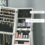 Specchio Portagioie Autoportante con Luce LED, Inclinazione Regolabile e Serratura, 46x36.5x151.5cm - immagine 7