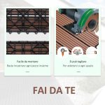 Set 11 Piastrelle per Esterni ad Incastro Antiscivolo in HDPE Riciclato, 30x30x2.2 cm, Marrone - immagine 7