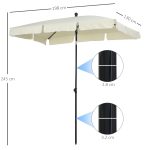 Ombrellone da Giardino Rettangolare 2x1.3 m con Inclinazione Regolabile e Palo in Alluminio, Beige e Nero - immagine 3