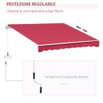 Tenda da Sole per Esterno Avvolgibile a Manovella in Metallo e Alluminio, 4x2.5m, Rosso Scuro - immagine 4