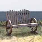 Panchina da Giardino in Legno Stile Country con Braccioli a Ruota, 108x66x95cm, Colore Legno - immagine 2