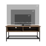 Mobile Porta TV fino 48" Stile Industriale in Legno e Acciaio, 110x40x48cm, Marrone e Nero - immagine 6