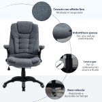 Sedia da Ufficio Ergonomica e Regolabile con Schienale alto e Seduta Imbottita, Poltrona Girevole con Ruote, Grigio - immagine 8