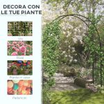Archetto da Giardino per Piante Rampicanti e Decorazioni, Metallo Nero, 157x40x223cm - immagine 4