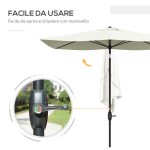 Ombrellone Rettangolare 2x3 m da Giardino con Apertura a Manovella e Inclinazione Regolabile, Beige - immagine 5