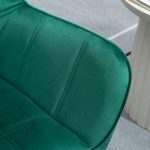 Poltroncina Stile Nordico in Legno ed Effetto Velluto Verde per Soggiorno o Ufficio, 67x61.5x71cm - immagine 8