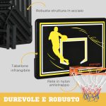 Canestro Basket per Bambini e Adulti da Indoor e Outdoor in Acciaio e PE, 110x90x70 cm, Nero e Giallo - immagine 5