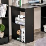 Scrivania PC in Legno con 6 Ripiani Portaoggetti Laterali, 120x55x120 cm, Nero - immagine 9