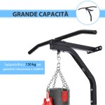 Staffa di supporto per sacco da boxe con barra per trazioni, 93x47x51cm, Nero - immagine 5