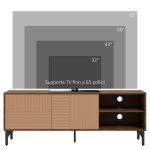Mobile Porta TV fino 65" con 2 Armadietti e 2 Vani Aperti in Legno, 150x40x56cm, Marrone - immagine 8