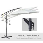 Ombrellone da Esterni 3x2.5 m con Manovella, in Acciaio e Poliestere Anti-UV, Crema - immagine 6
