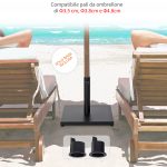 Base per Ombrellone Quadrata da 18kg per Pali da Ø3/3.5/3.8 cm, 45x45x39 cm, Nero - immagine 4