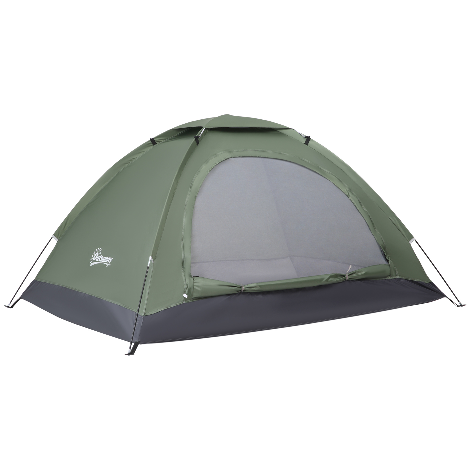 xE141e194960cec8a.jpg Tenda da Campeggio a Igloo con Porta a Cerniera, Zanzariera e Finestre a Rete, 206x152x110 cm, Verde - immagine 1