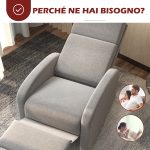 Poltrona Reclinabile 160° in Tessuto Effetto Lino con Braccioli Quadrati, 64x86x102 cm, Grigia - immagine 6