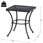 Tavolino da Giardino Quadrato in Acciaio con Piano Traforato, 45x45x50 cm, Nero - immagine 3