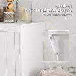 Mobile Portabiancheria con 2 Scomparti a Ribalta in Legno, 66x33x68cm, Bianco - immagine 6