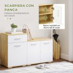 Set per Ingresso 3 in 1 con Appendiabiti a Muro, Specchio e Scarpiera con Panca in Legno - immagine 6