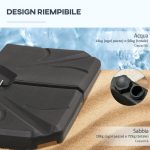 Base per Ombrellone in HDPE da 4 Pezzi, Riempibili con Acqua e Sabbia max 18kg, 103x103x8.3 cm, Nero - immagine 5
