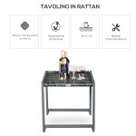 Tavolino da Caffè da Giardino Piano in Vetro Temperato in Rattan - immagine 4