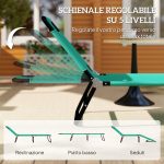 Sdraio da Giardino Pieghevole con Schienale Reclinabile su 4 Posizioni, 188x56x28cm, Verde - immagine 4