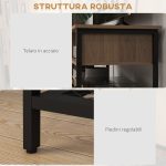 Mobile Porta TV fino 48" Stile Industriale in Legno e Acciaio, 110x40x48cm, Marrone e Nero - immagine 7