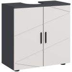 Mobile Sottolavabo Bagno per Piedistallo con Armadietto 2 Ante, 60x30x60cm, Grigio