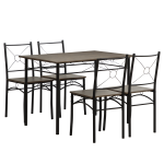 Tavolo da Pranzo con 4 Sedie, Set 5 Pezzi in MDF e Metallo per Sala da Pranzo, Cucina, Soggiorno e Bar