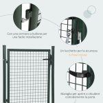 Cancello da Giardino in Acciaio con Serratura e 3 Chiavi, 97x150cm, Verde - immagine 4