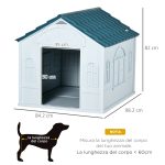 Cuccia per Cani di Taglia Media e Grande max 30kg in PP Impermeabile, 84.2x98.2x82 cm, Blu - immagine 3