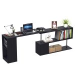 Scrivania Angolare Salvaspazio con Ripiano a S, Scrivania Moderna in Legno, 140x120x78 cm, Nero - immagine 4