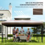 Copertura per Gazebo da Giardino Tetto Sostitutivo Anti-UV Impermeabile in Poliestere 3x4m, Marrone - immagine 6
