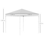 Gazebo Pieghevole 2.5 x 2.5 m Impermeabile con Corde e Picchetti, in Acciaio e Tessuto Oxford, Bianco - immagine 3