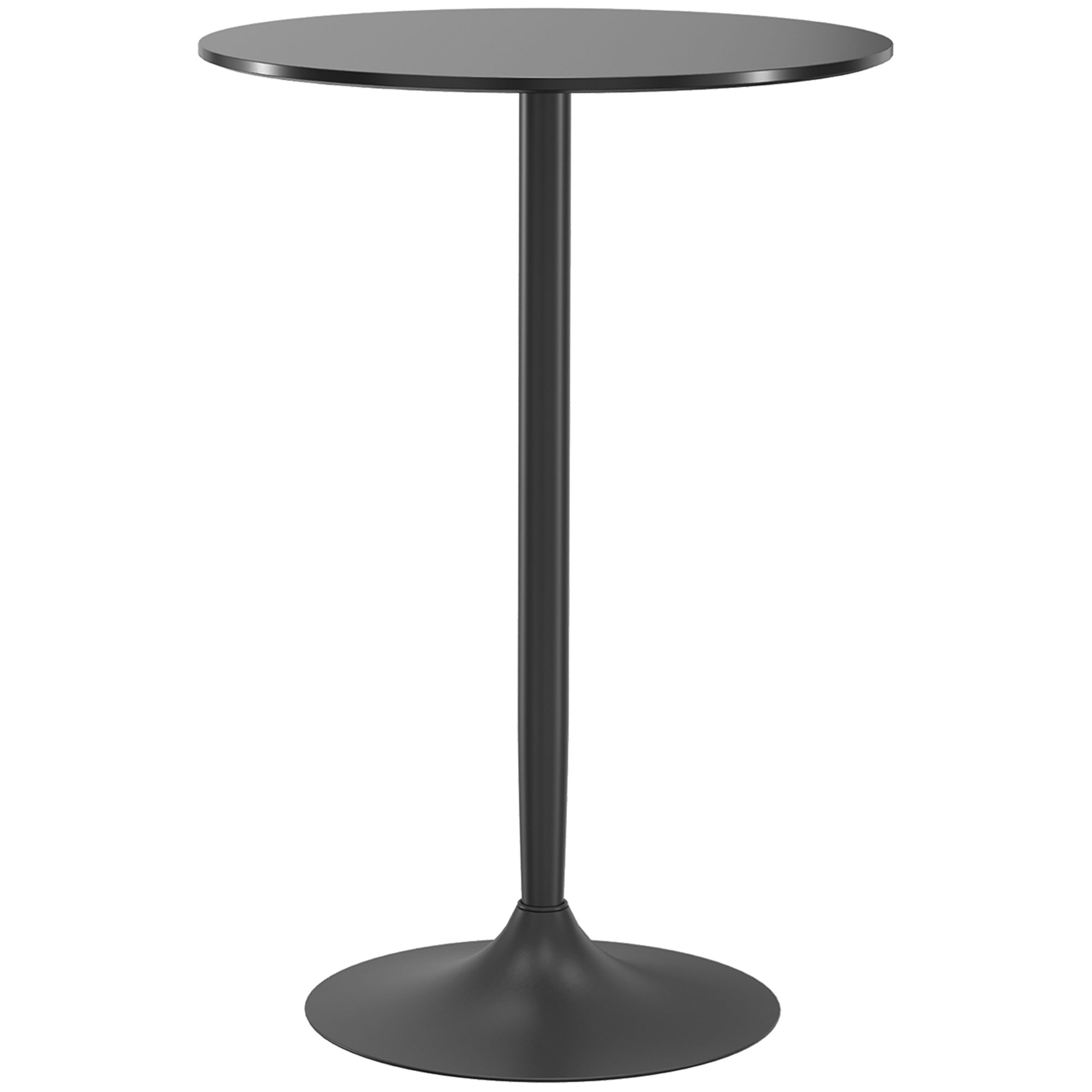 zPgbc219ce2b41cd0.jpg Tavolo Alto da Bar Moderno Rotondo con Base in Acciaio e Piano in MDF, Ø70x102cm, Nero - immagine 1
