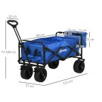 Carrello da Giardino 110L con Maniglia Telescopica e Borsa Termica da 15L in Acciaio e Tessuto, Blu - immagine 3